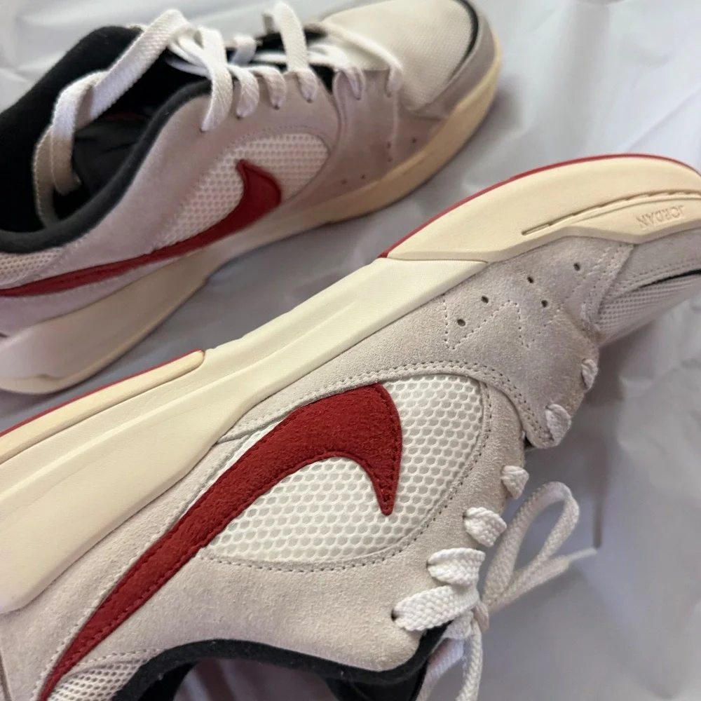 Jordan Mens Stadium 90 Sneaker Size 11 Sail Red Black HJ6777-101 Suede Low Top